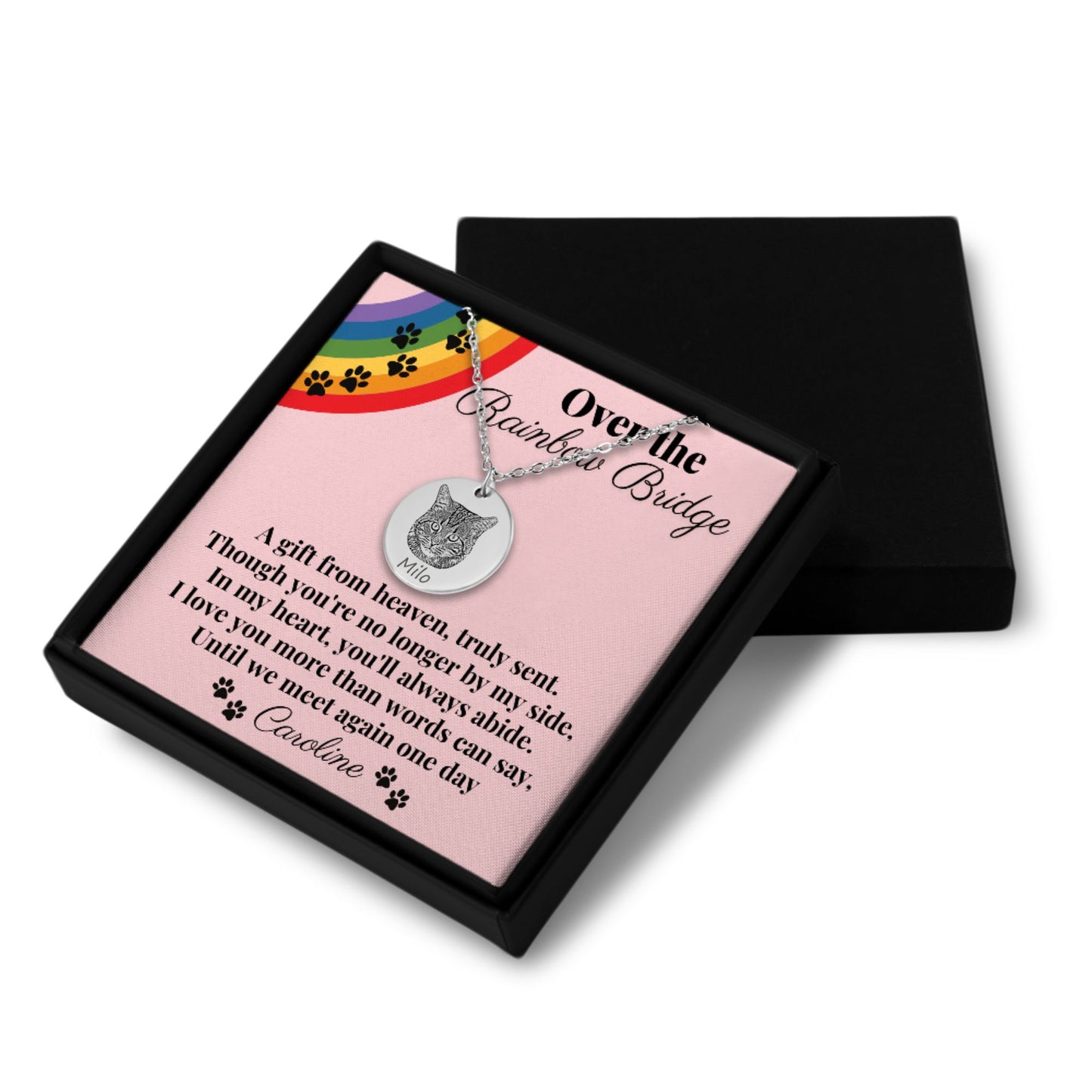 Cat Memorial Portrait Necklace