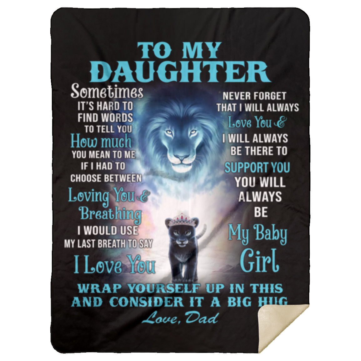 To My Daughter New Lion Blanket from Dad