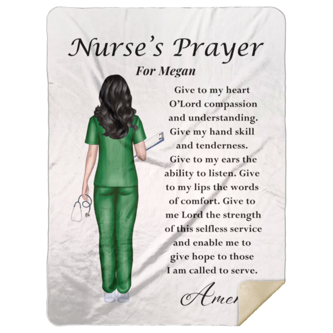 50% OFF SALE - CUSTOM NURSE'S PRAYER BLANKET - COZY FLEECE/PREMIUM SHERPA BLANKET