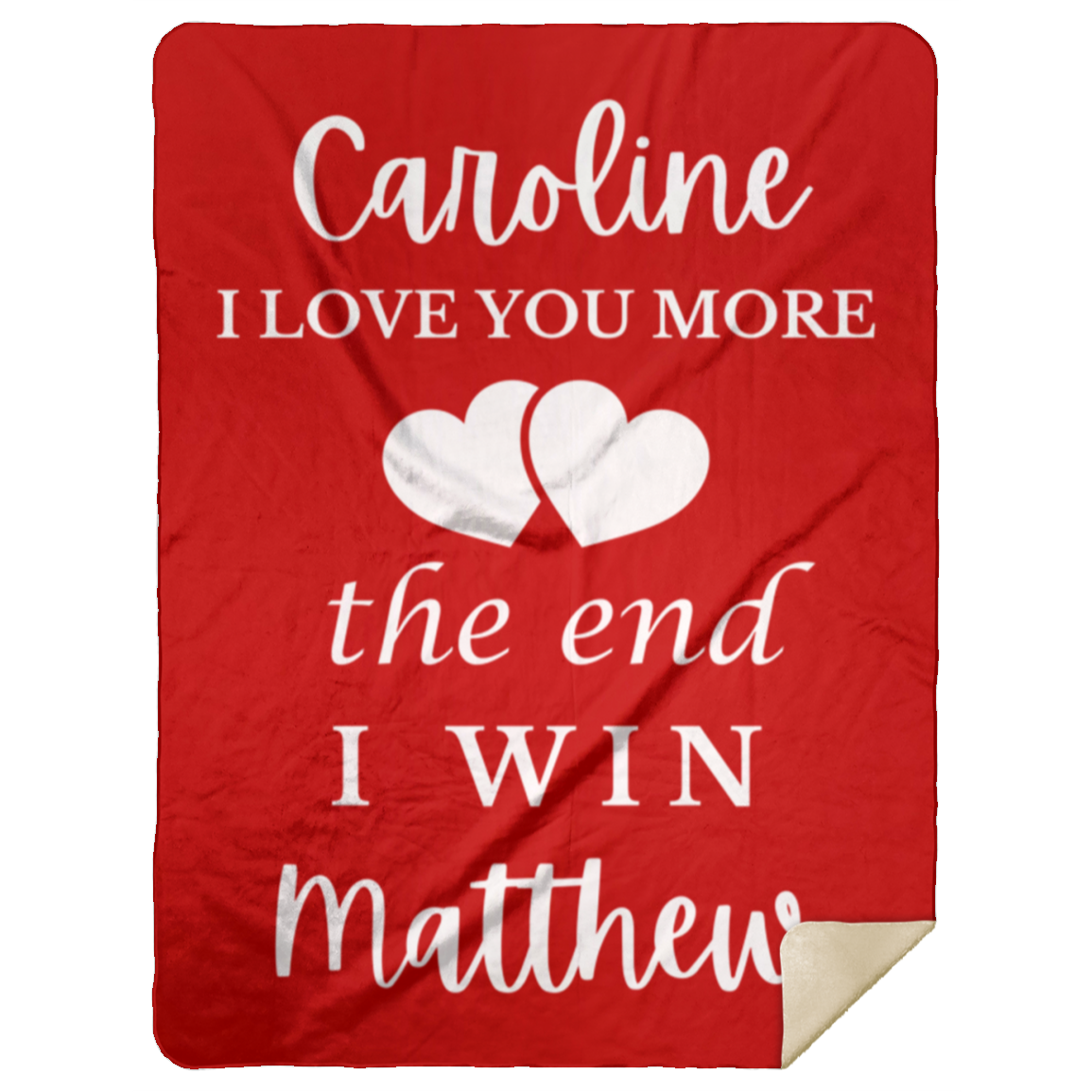 50% OFF SALE - CAROLINE I LOVE YOU MORE BLANKET - COZY FLEECE/PREMIUM SHERPA BLANKET