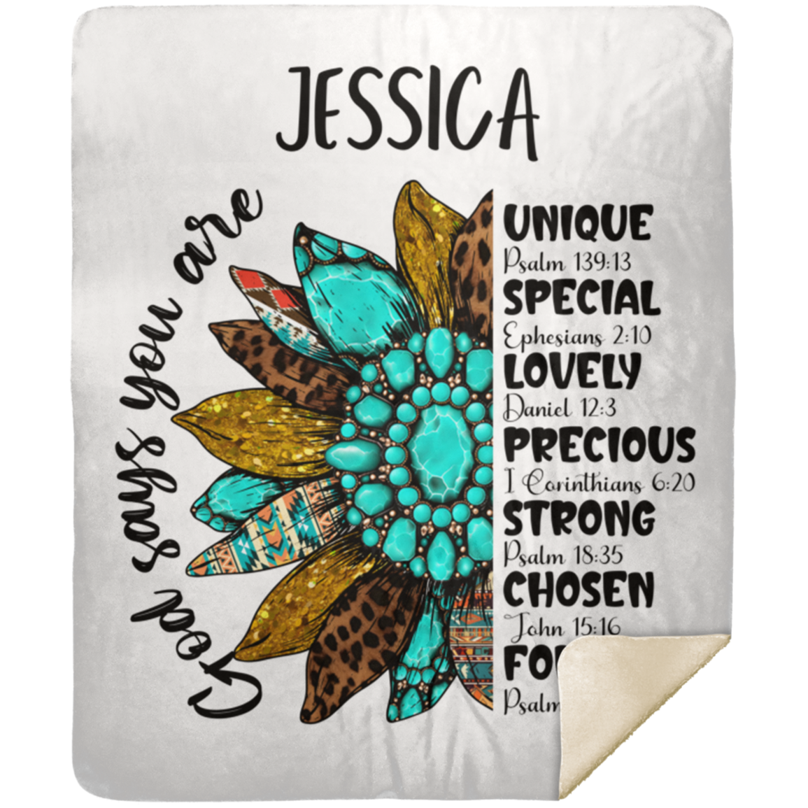 50% OFF SALE - Personalized God Says You Are Half- Flower Blanket - COZY FLEECE/PREMIUM SHERPA BLANKET
