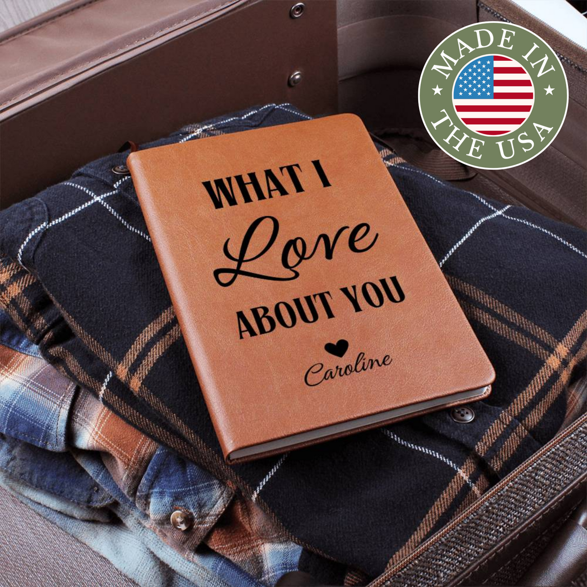 Personalized Graphic Leather What I Love About You Journal