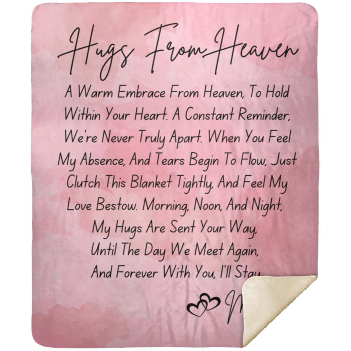 50% OFF SALE - HUGS FROM HEAVEN PINK MOM BLANKET - COZY FLEECE/PREMIUM SHERPA BLANKET