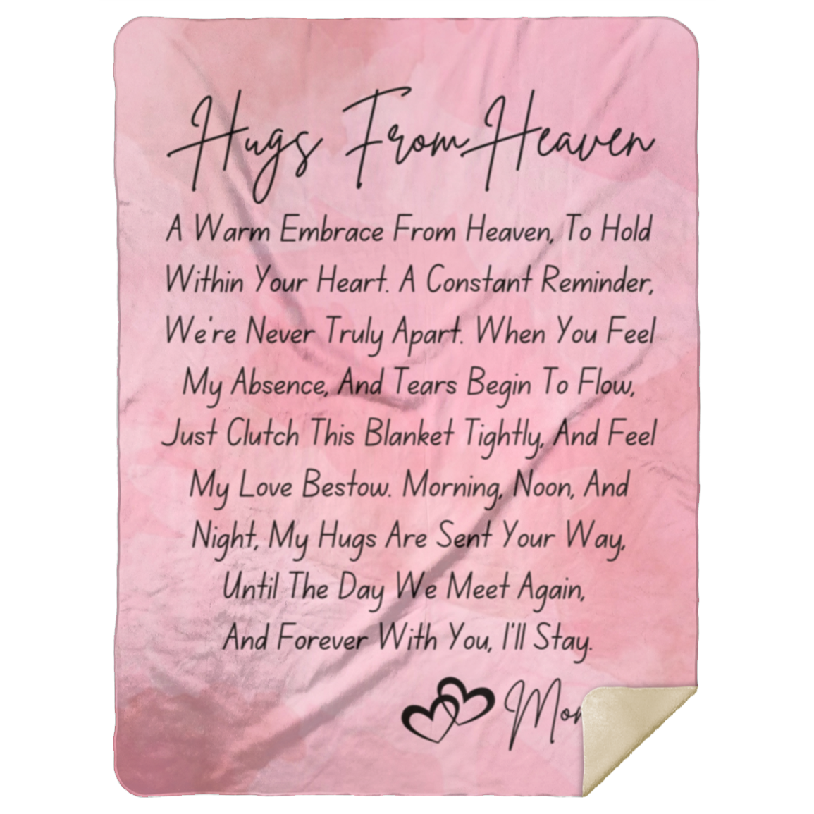 50% OFF SALE - HUGS FROM HEAVEN PINK MOM BLANKET - COZY FLEECE/PREMIUM SHERPA BLANKET