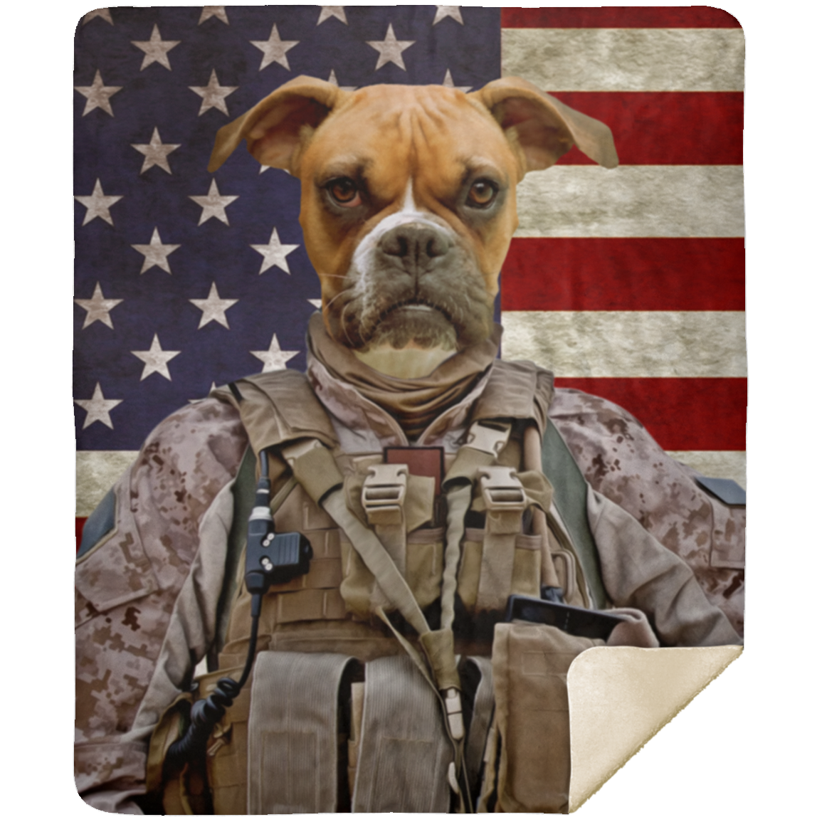 Personalized Dog Army Blanket