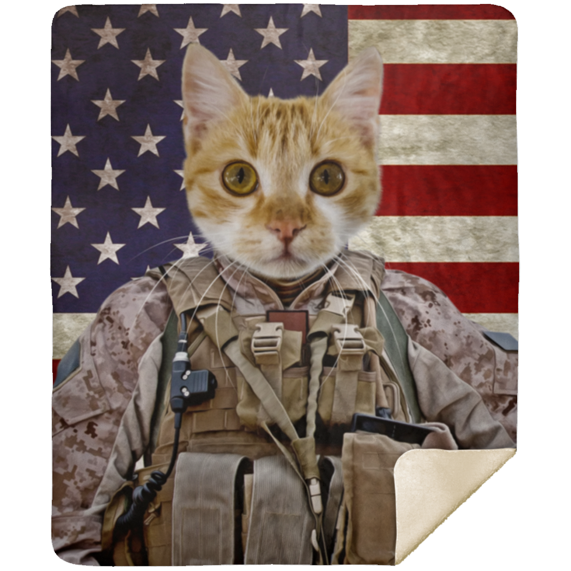 Personalized Cat Army Blanket