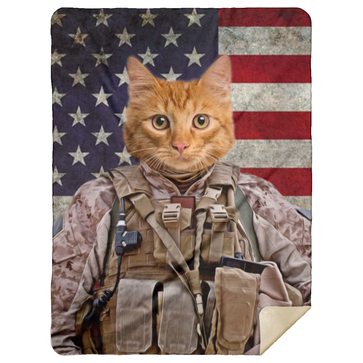 Personalized Cat Army Blanket