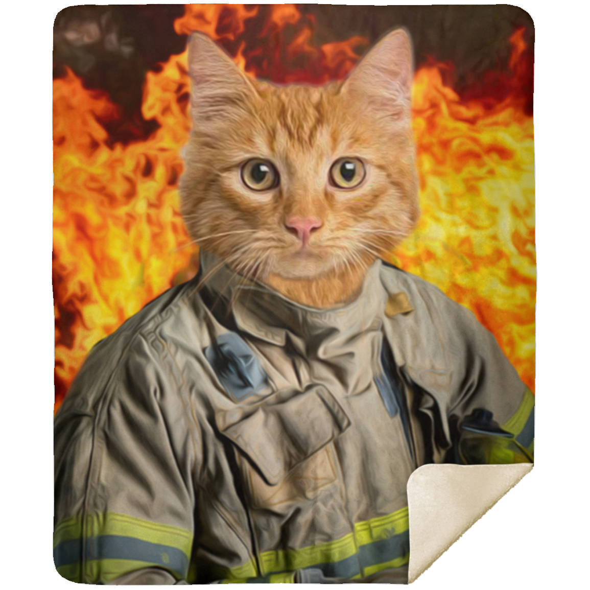 Personalized Cat Firefighter Blanket