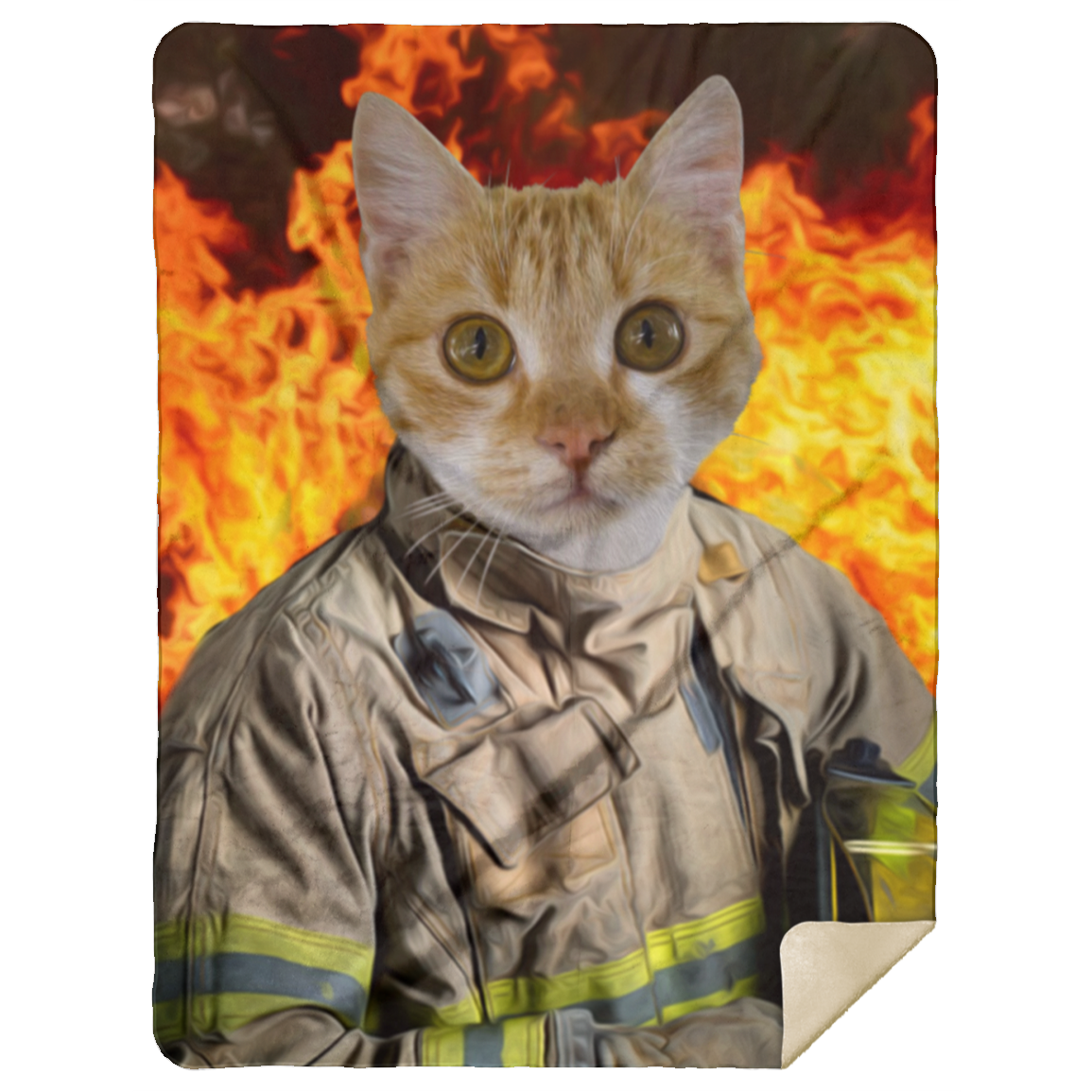 Personalized Cat Firefighter Blanket
