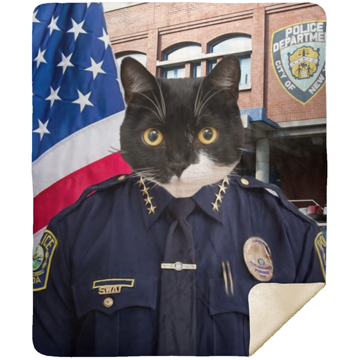 Personalized Cat Police Blanket