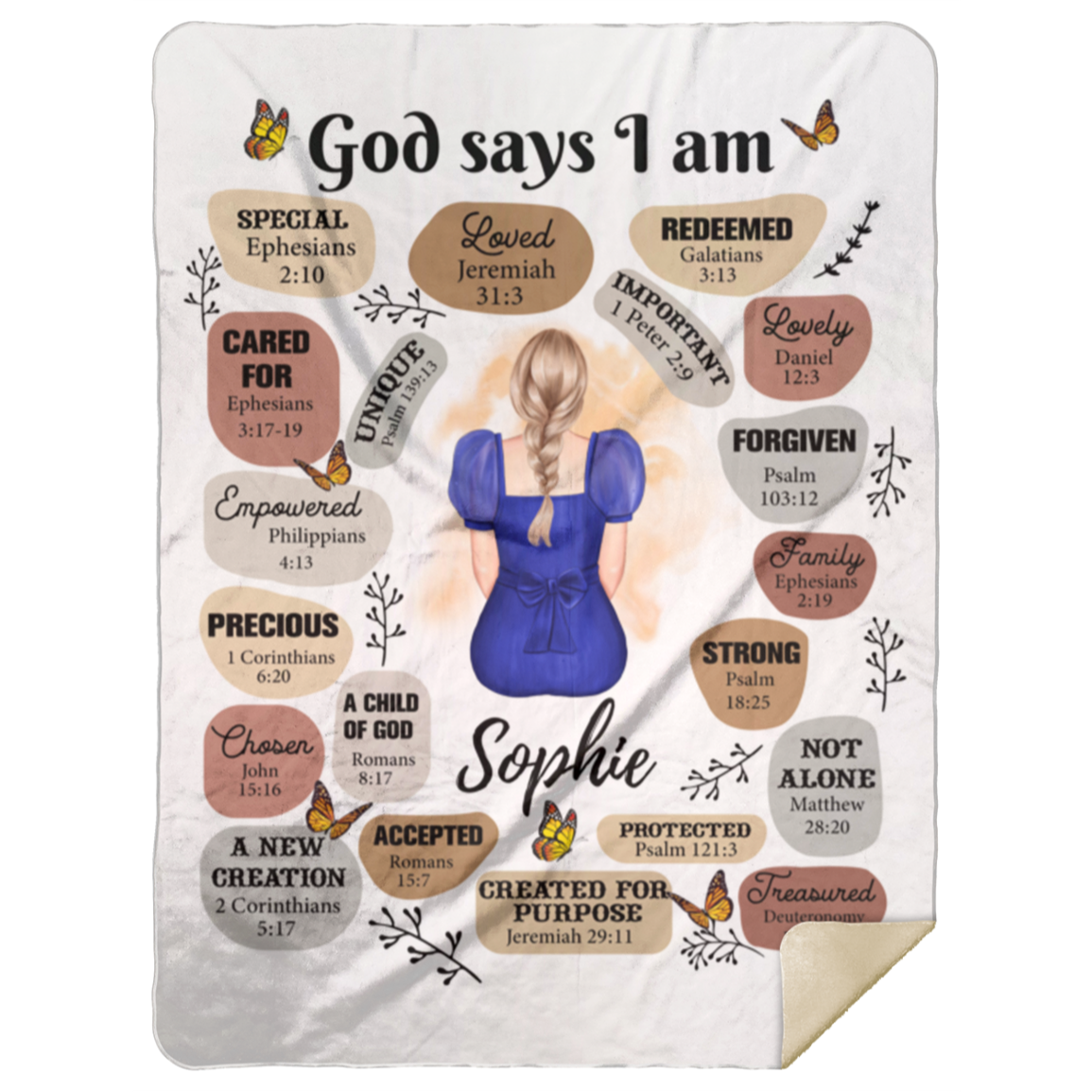 50% OFF SALE - Personalized New God Says I Am - COZY FLEECE/PREMIUM SHERPA BLANKET