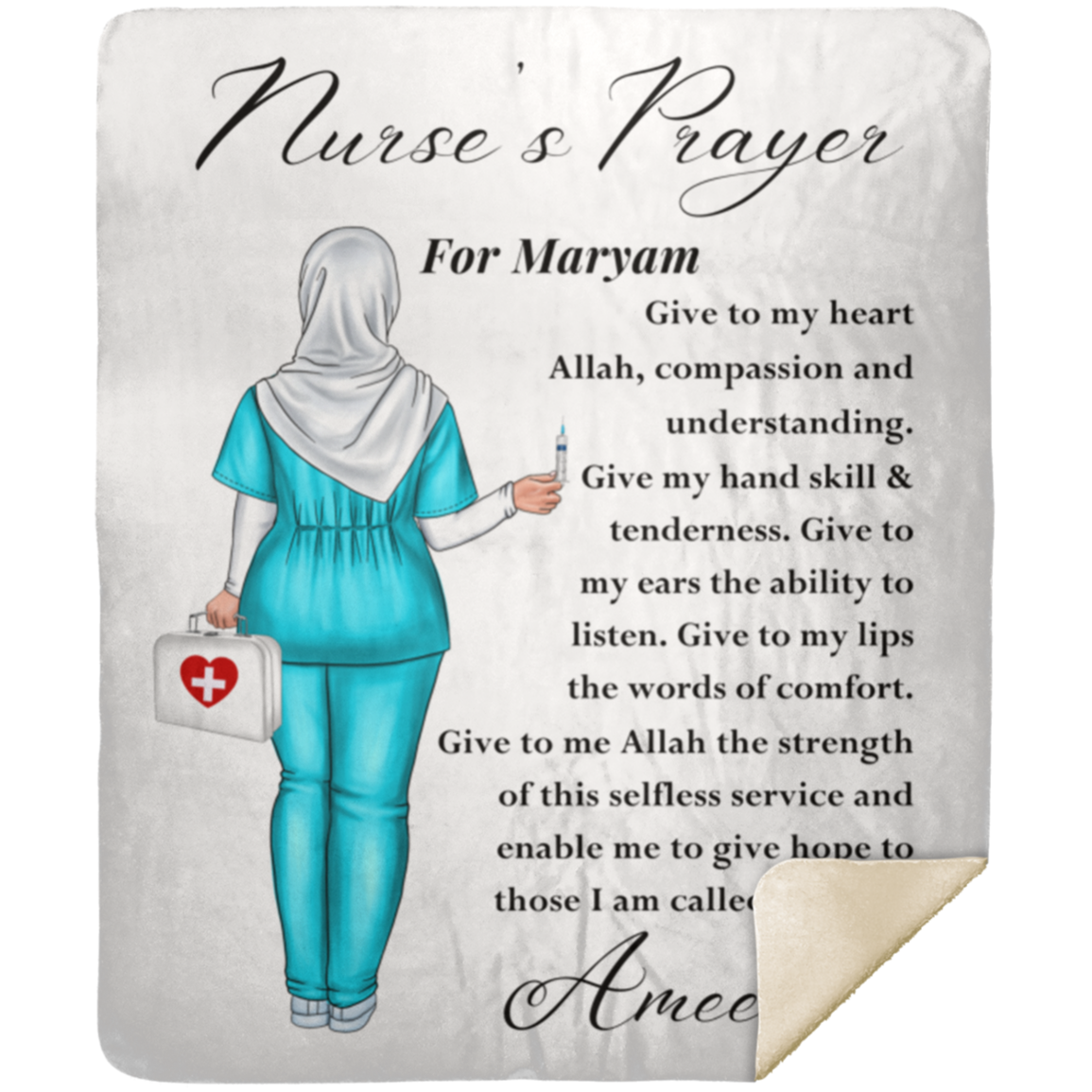 50% OFF SALE -MUSLIM NURSE PRAYER BLANKET - COZY FLEECE/PREMIUM SHERPA BLANKET