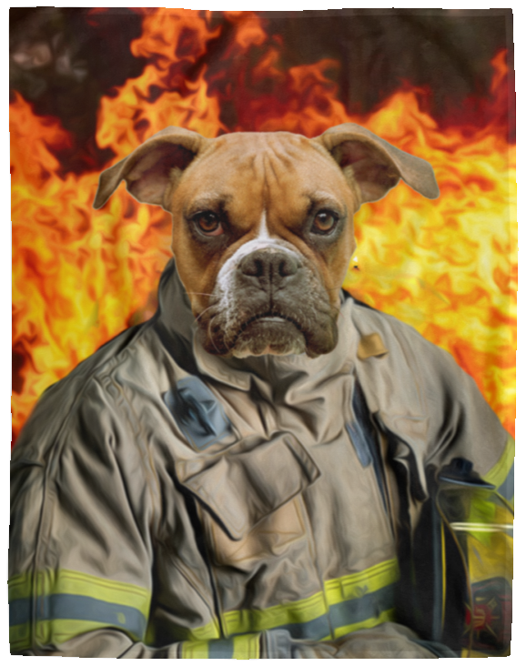 Personalized Dog Firefighter Blanket