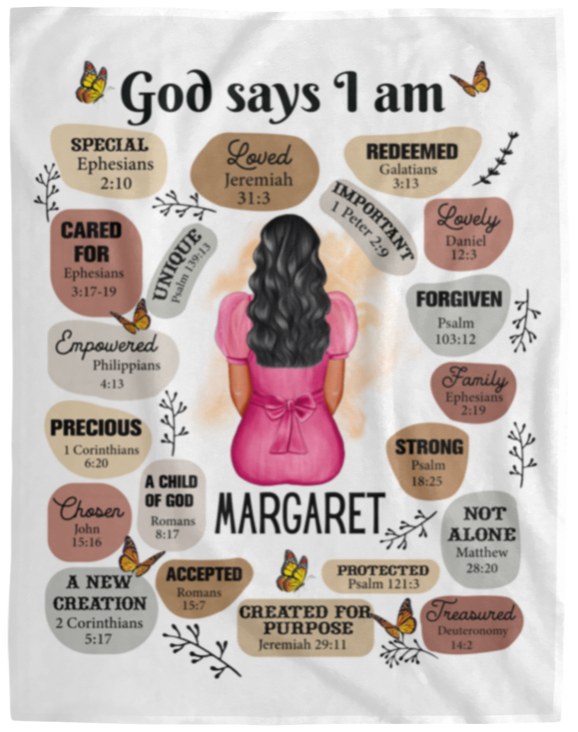 50% OFF SALE - God Says I Am - COZY FLEECE/PREMIUM SHERPA BLANKET