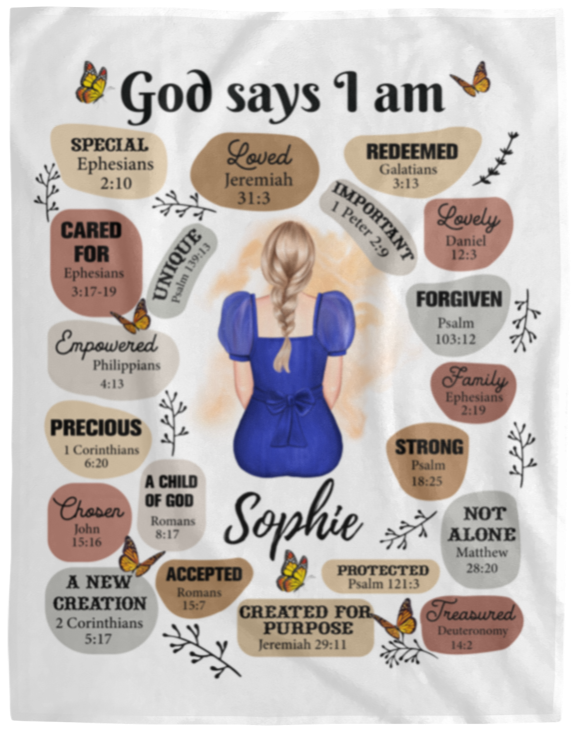 50% OFF SALE - Personalized New God Says I Am - COZY FLEECE/PREMIUM SHERPA BLANKET