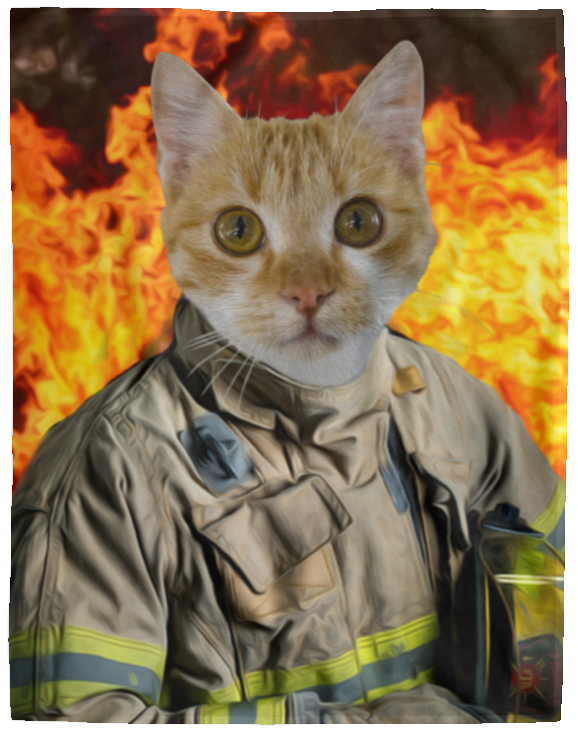 Personalized Cat Firefighter Blanket