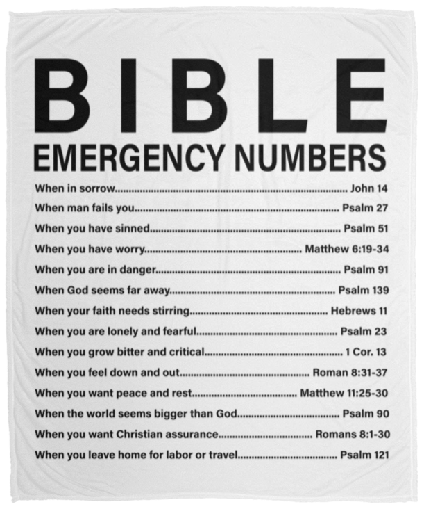 50% OFF SALE - BIBLE EMERGENCY NUMBERS BLANKET - COZY FLEECE/PREMIUM SHERPA BLANKET