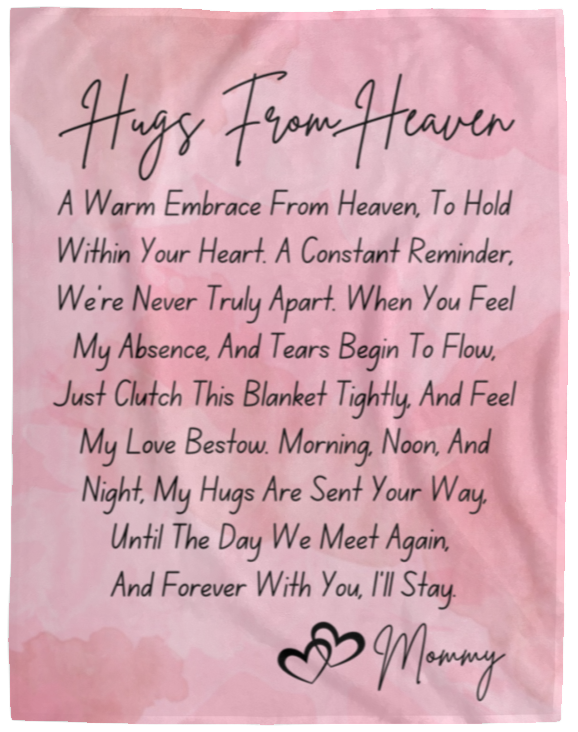 50% OFF SALE - HUGS FROM HEAVEN PINK MOM BLANKET - COZY FLEECE/PREMIUM SHERPA BLANKET