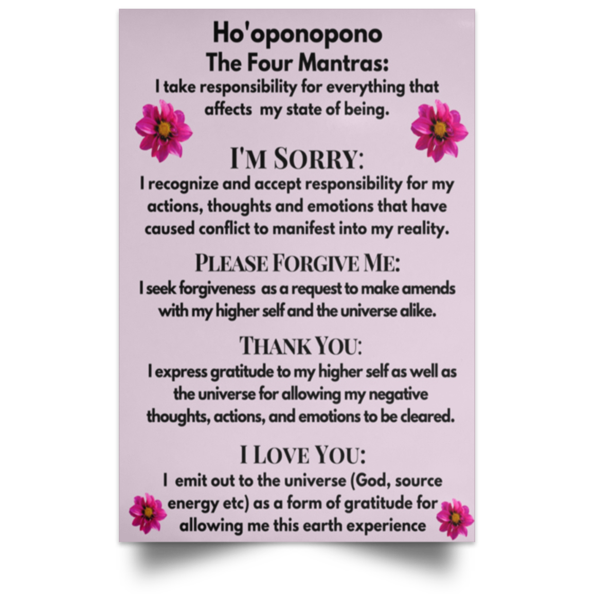Ho'oponopono Satin Portrait Poster