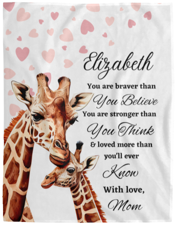 50% OFF SALE - GIRAFFE MOM AND BABY - COZY FLEECE/PREMIUM SHERPA BLANKET
