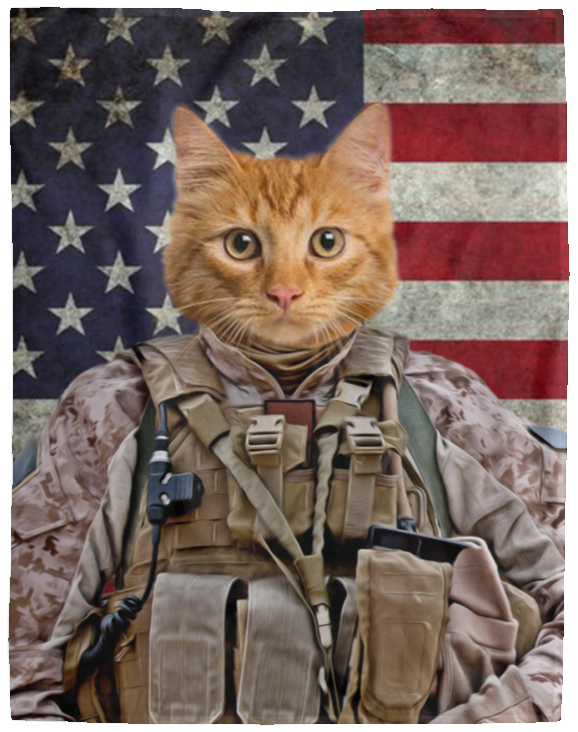 Personalized Cat Army Blanket