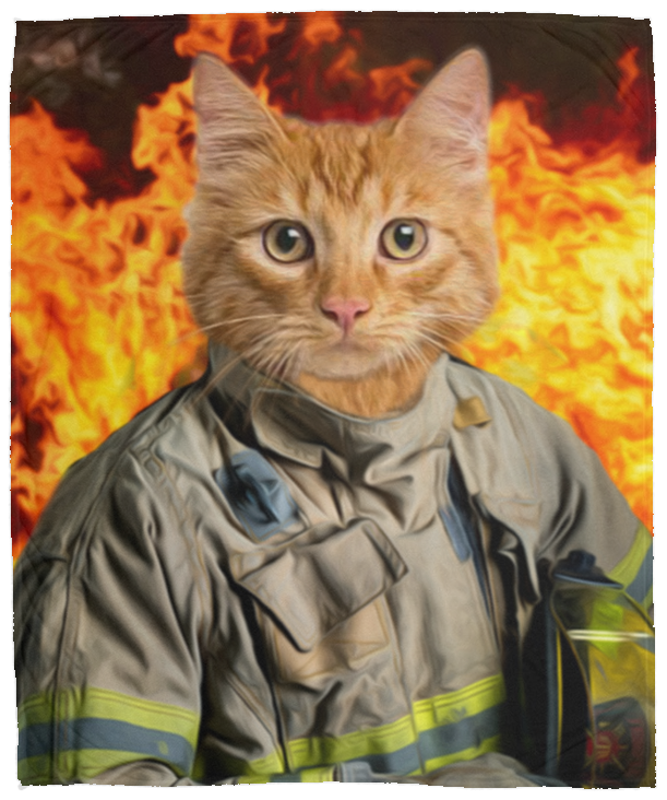 Personalized Cat Firefighter Blanket
