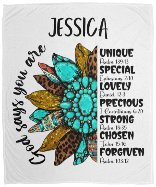 50% OFF SALE - Personalized God Says You Are Half- Flower Blanket - COZY FLEECE/PREMIUM SHERPA BLANKET