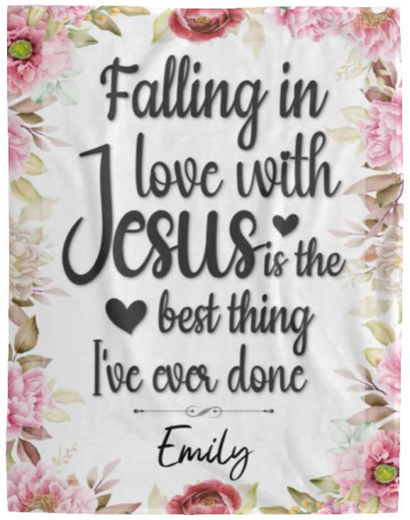 50% OFF SALE - FALLING IN LOVE WITH JESUS BLANKET - COZY FLEECE/PREMIUM SHERPA BLANKET