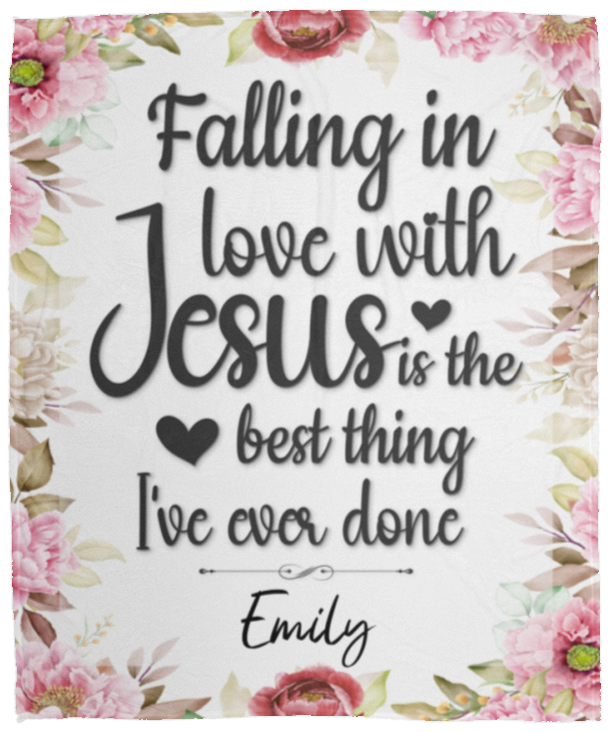 50% OFF SALE - FALLING IN LOVE WITH JESUS BLANKET - COZY FLEECE/PREMIUM SHERPA BLANKET