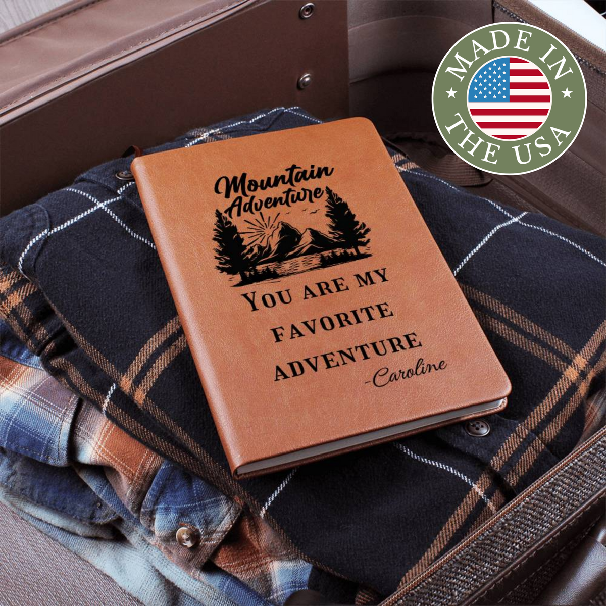 Personalized Mountain Adventure Graphic Leather Journal