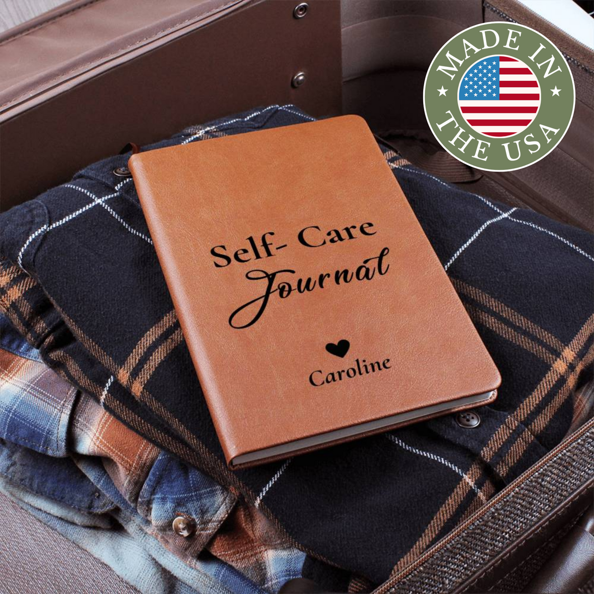 Personalized Self-Care Graphic Leather Journal