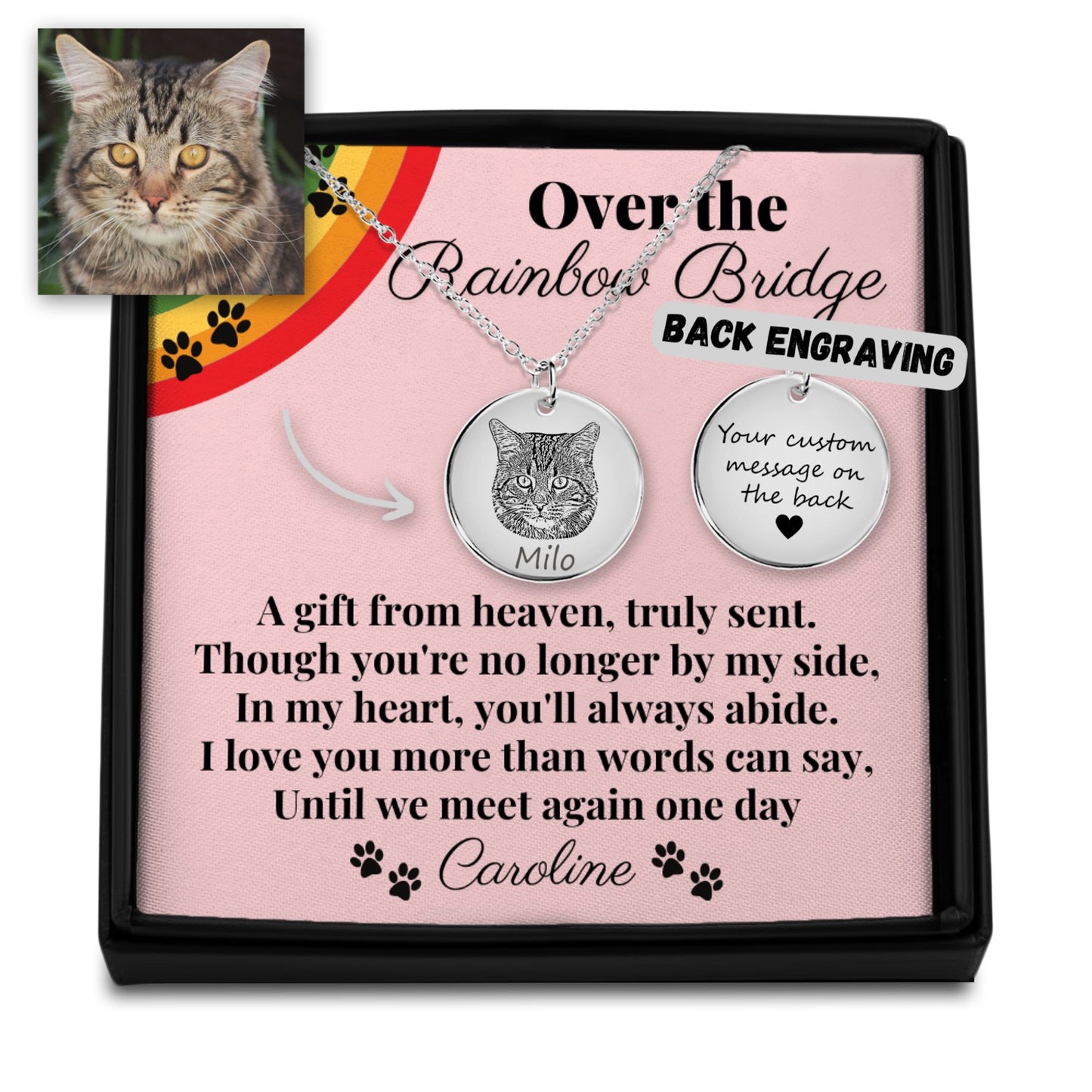 Cat Memorial Portrait Necklace