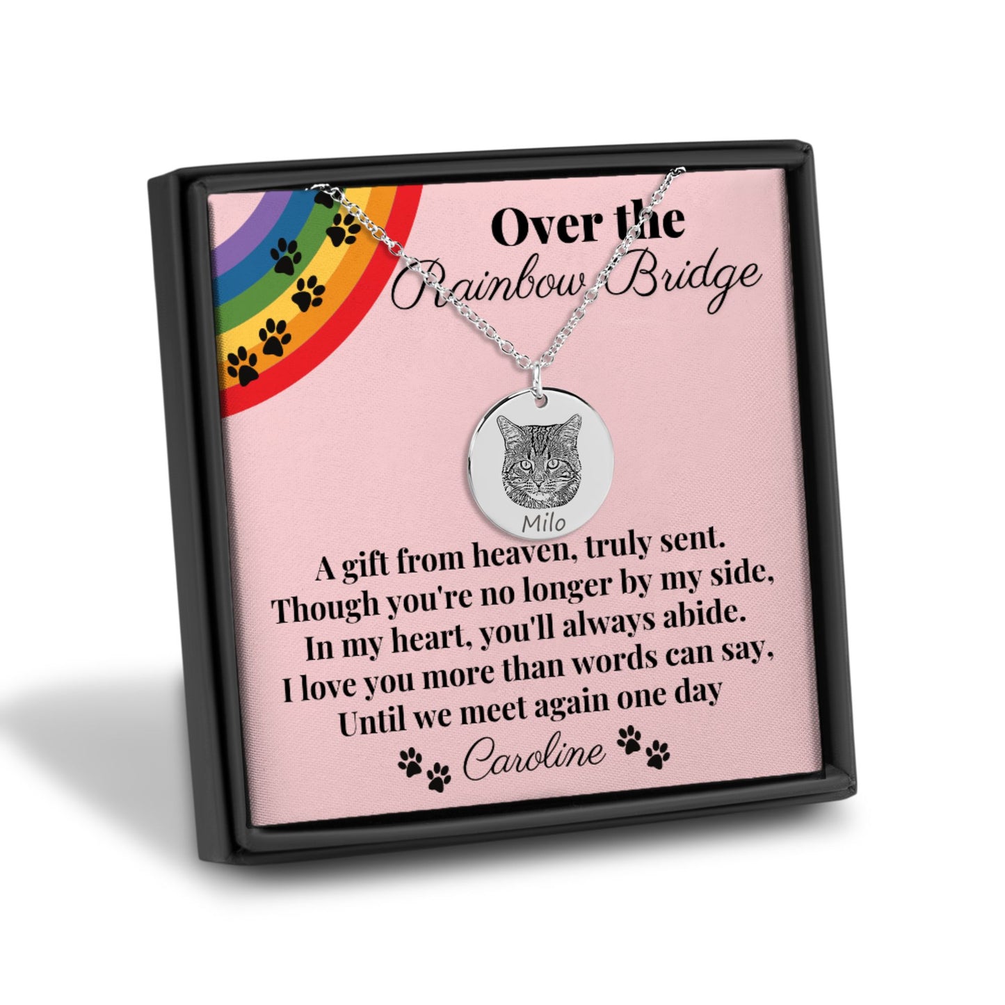 Cat Memorial Portrait Necklace