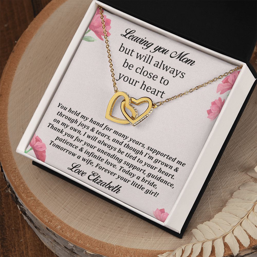 Personalized Mother of the Bride Gift - 18K Yellow Gold Interlocking Hearts Necklace