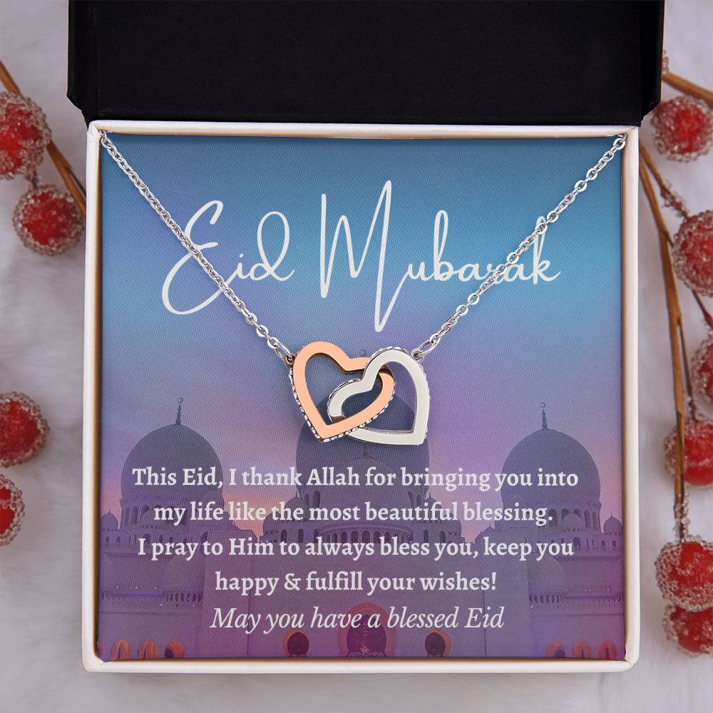 Eid Mubarak Gift Set - Interlocking Hearts Necklace
