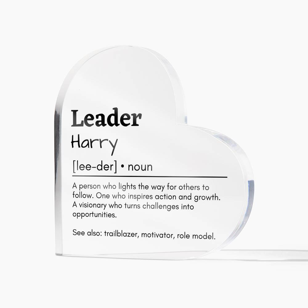 Personalized Leader Printed Heart Shaped Acrylic Plaque