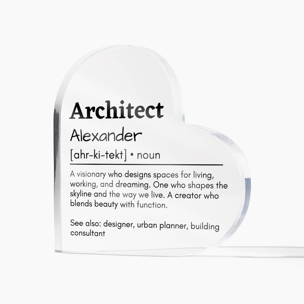 Personalized Architect Printed Heart Shaped Acrylic Plaque