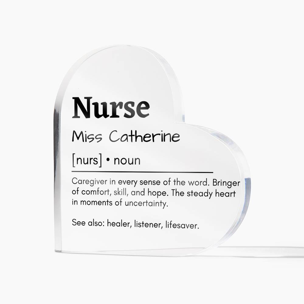 Personalized Nurse Printed Heart Shaped Acrylic Plaque