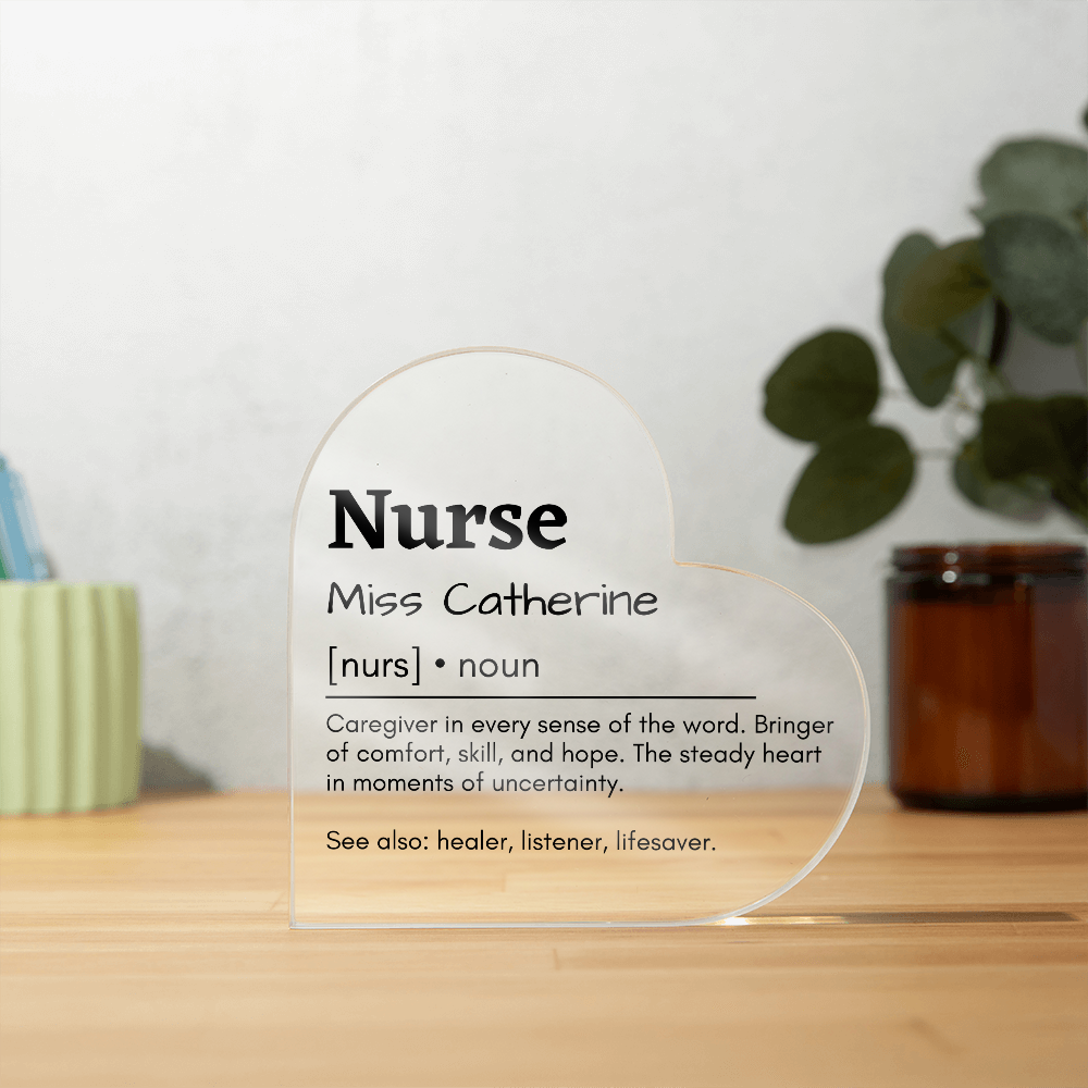 Personalized Nurse Printed Heart Shaped Acrylic Plaque