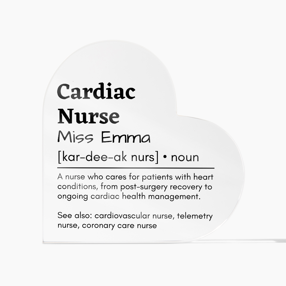 Personalized Cardiac Nurse Printed Heart Shaped Acrylic Plaque