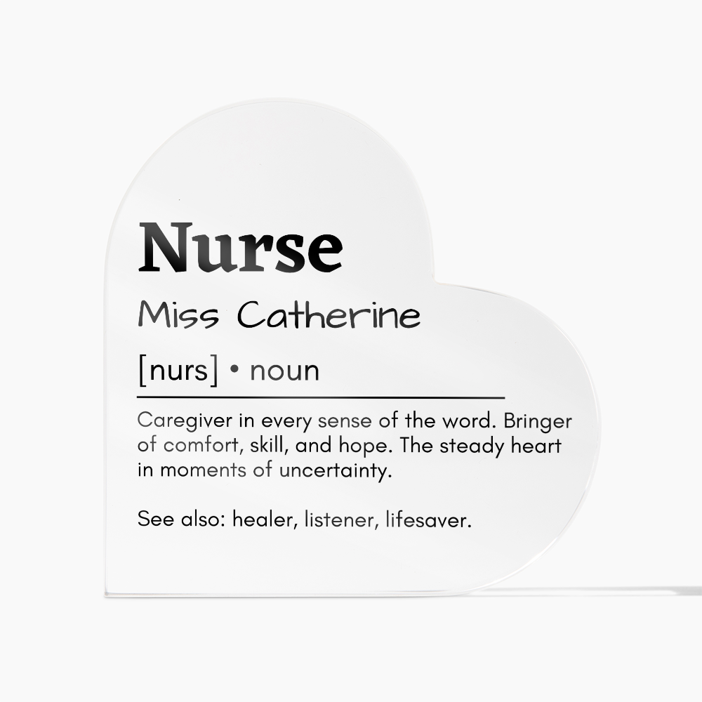 Personalized Nurse Printed Heart Shaped Acrylic Plaque
