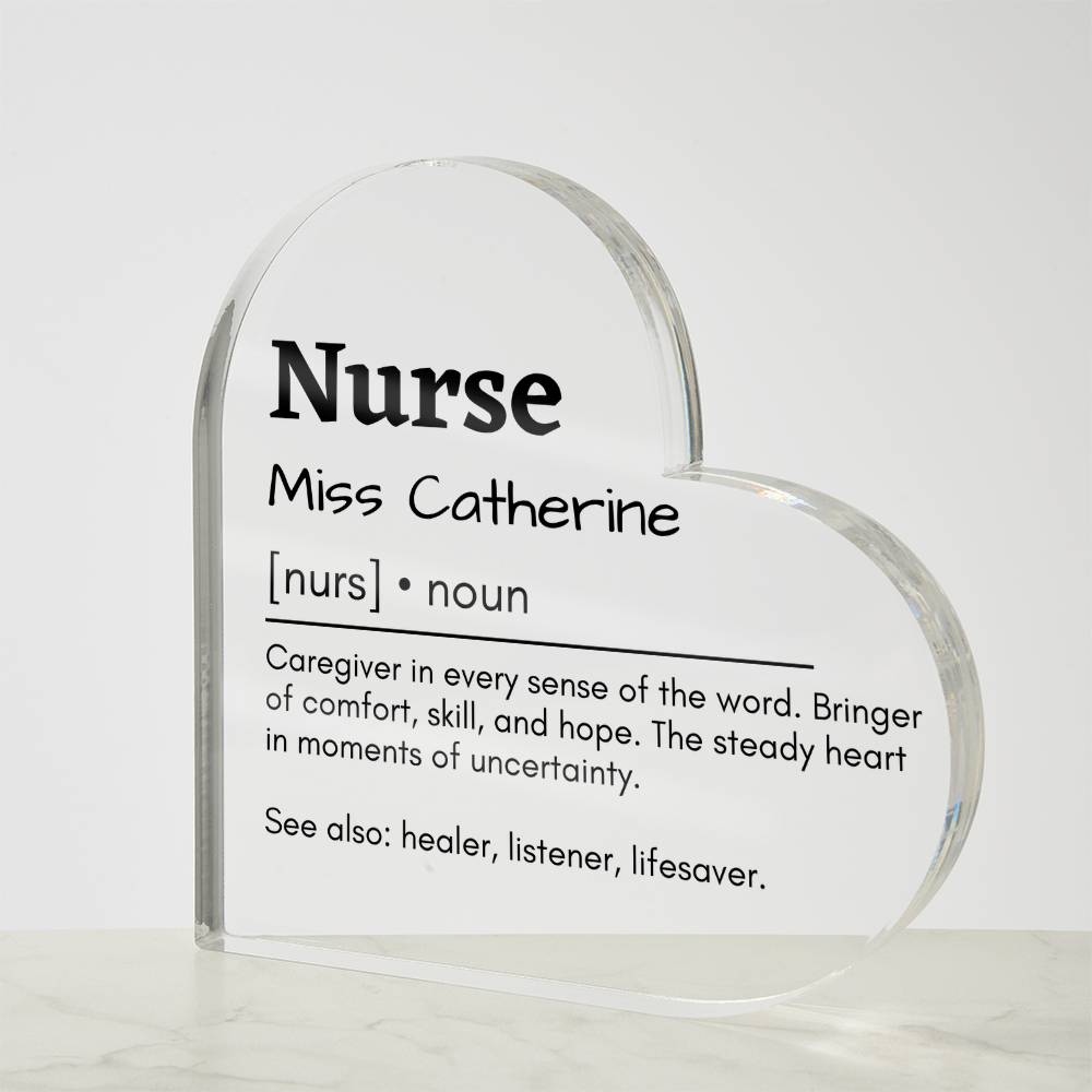 Personalized Nurse Printed Heart Shaped Acrylic Plaque