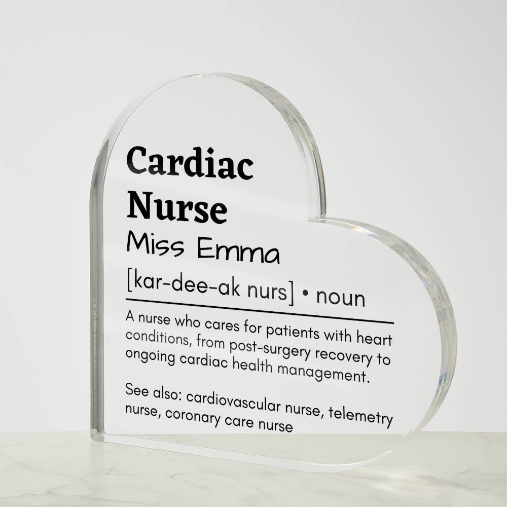 Personalized Cardiac Nurse Printed Heart Shaped Acrylic Plaque