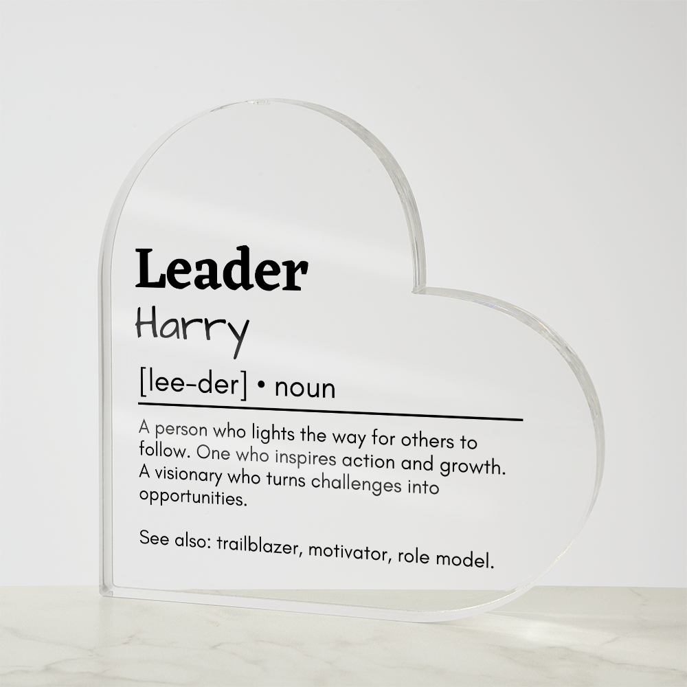 Personalized Leader Printed Heart Shaped Acrylic Plaque