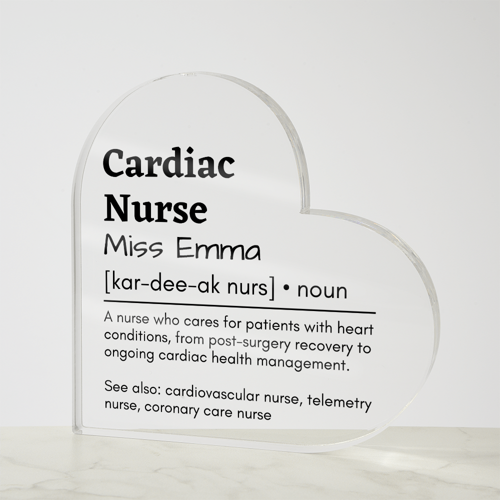 Personalized Cardiac Nurse Printed Heart Shaped Acrylic Plaque