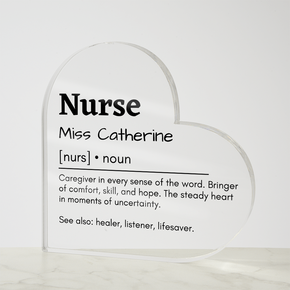 Personalized Nurse Printed Heart Shaped Acrylic Plaque