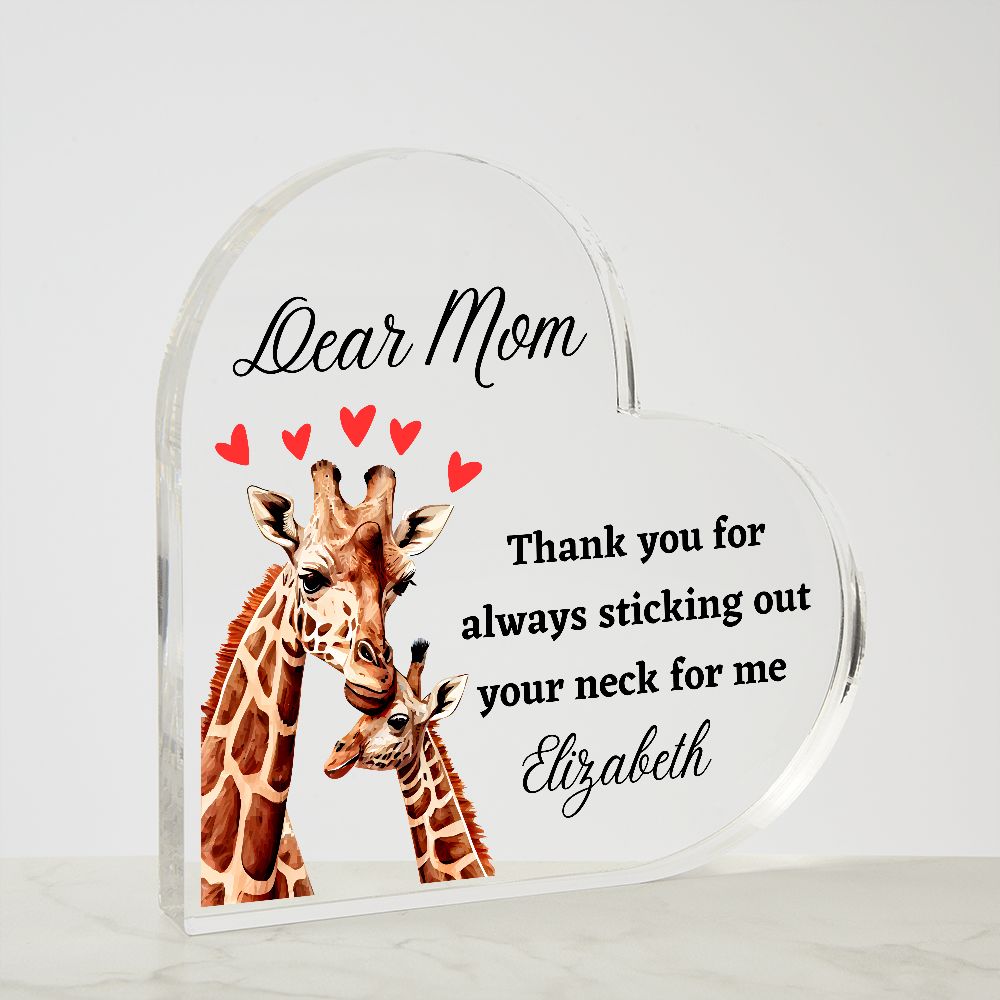 Dear Mom - Giraffe Mom and Child Acrylic Plaque
