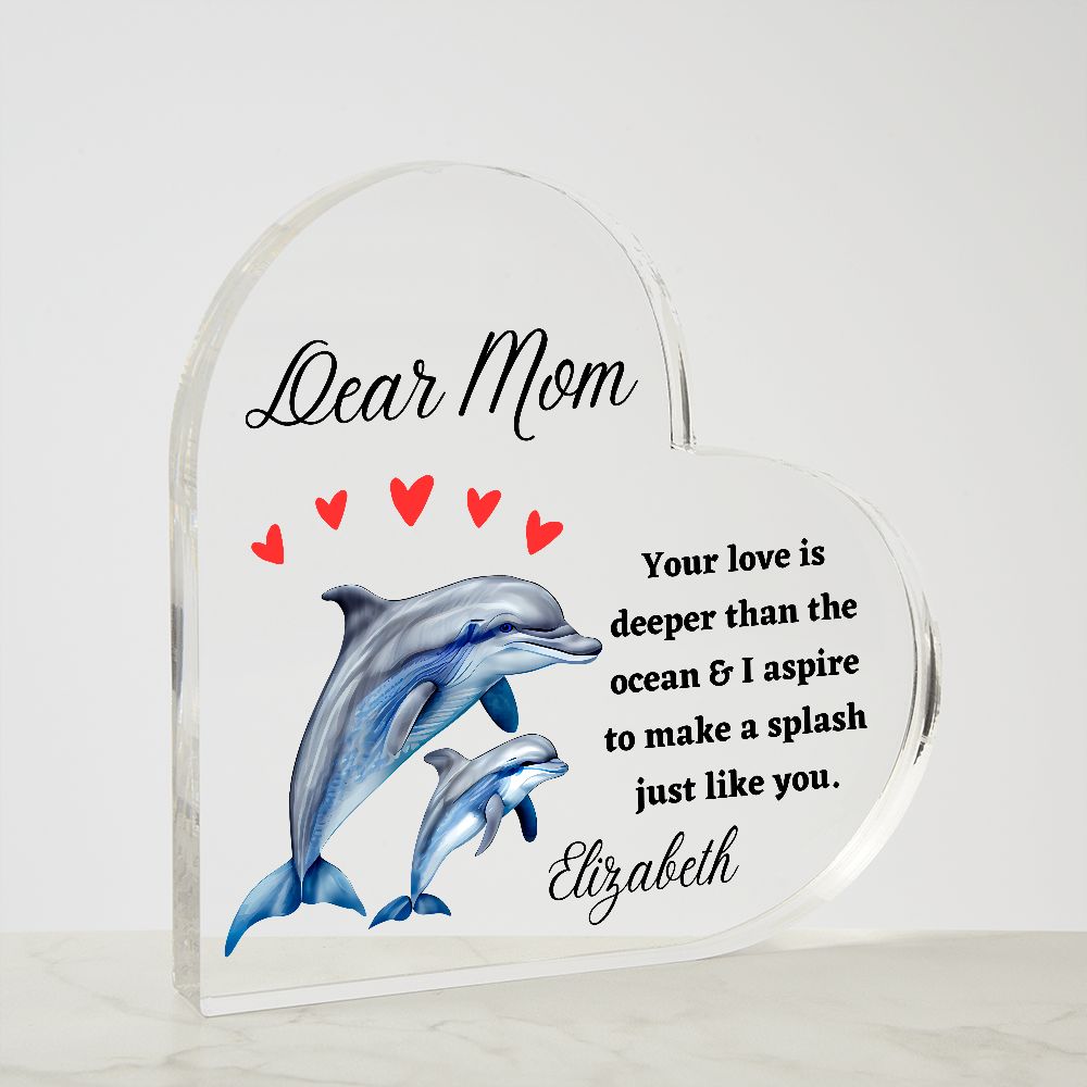 Dear Mom - Dolphin and Child - Acrylic Plaque