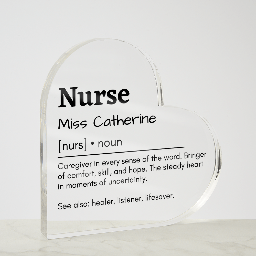 Personalized Nurse Printed Heart Shaped Acrylic Plaque