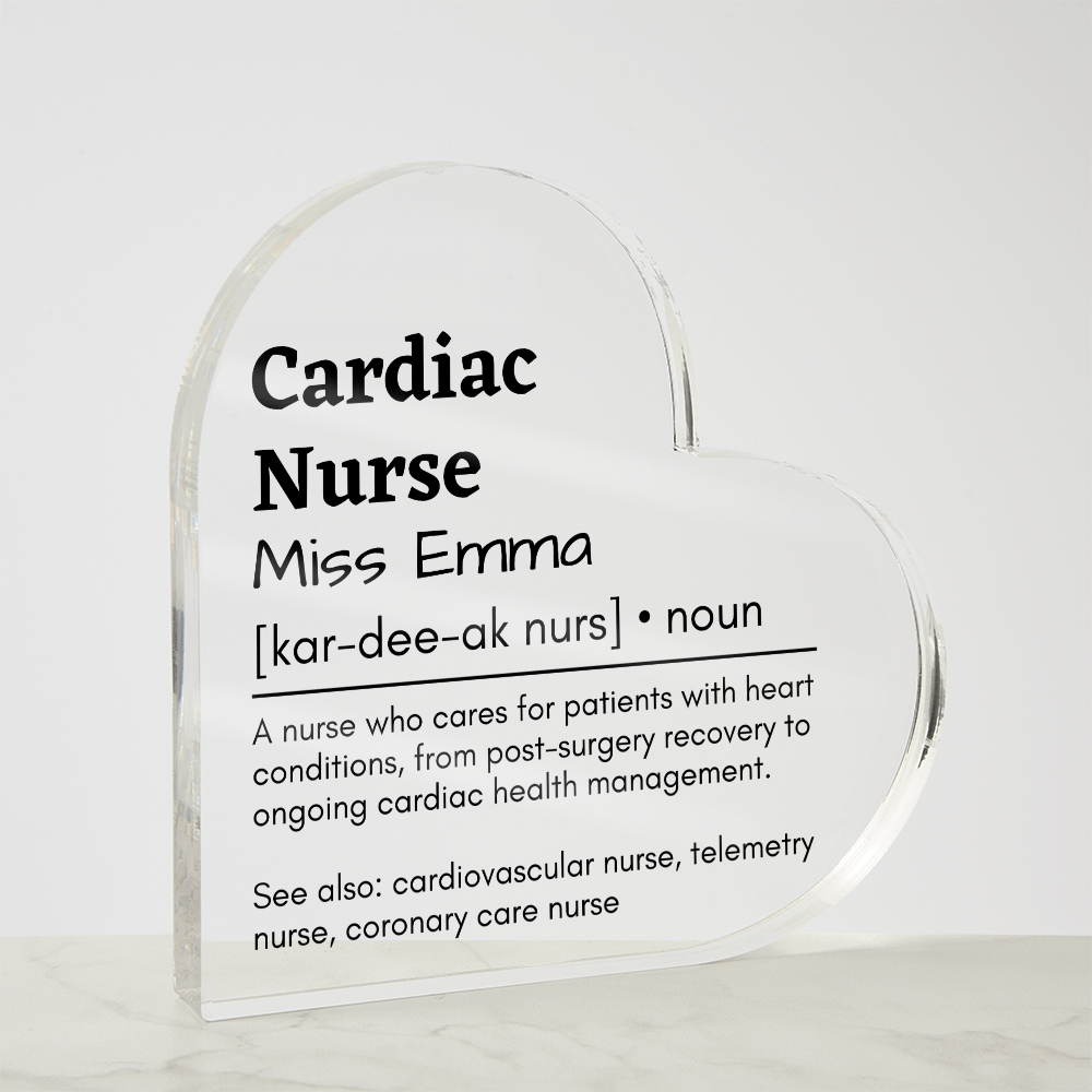 Personalized Cardiac Nurse Printed Heart Shaped Acrylic Plaque